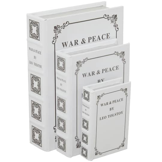 Off White Faux Leather Faux Book Box Set